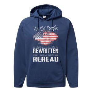 Constitution Of The Usa Needs To Be Reread Performance Fleece Hoodie