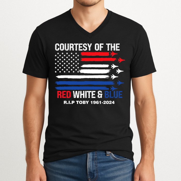 Courtesy Of The Red White And Blue Rip Toby V-Neck T-Shirt