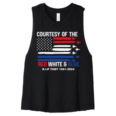 Courtesy Of The Red White And Blue Rip Toby Women's Racerback Cropped Tank