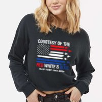 Courtesy Of The Red White And Blue Rip Toby Cropped Pullover Crew