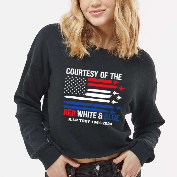 Courtesy Of The Red White And Blue Rip Toby Cropped Pullover Crew
