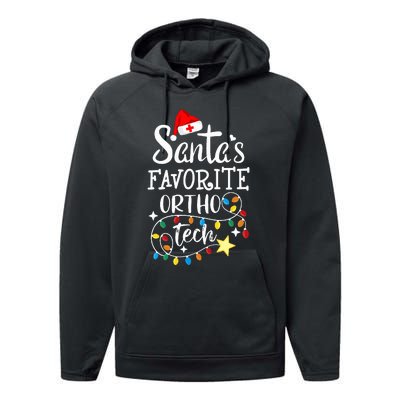 Christmas Orthopedic Technician Santa's Favorite Ortho Tech  Performance Fleece Hoodie