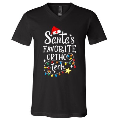 Christmas Orthopedic Technician Santa's Favorite Ortho Tech  V-Neck T-Shirt