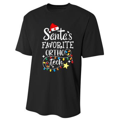 Christmas Orthopedic Technician Santa's Favorite Ortho Tech  Performance Sprint T-Shirt