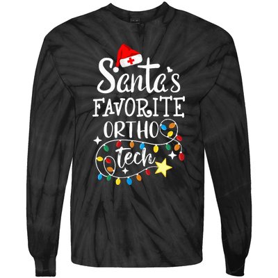 Christmas Orthopedic Technician Santa's Favorite Ortho Tech  Tie-Dye Long Sleeve Shirt