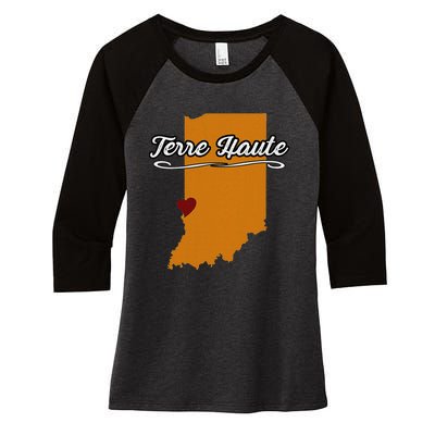 City Of Terre Haute Indiana Novelty Merch Gift Women's Tri-Blend 3/4-Sleeve Raglan Shirt