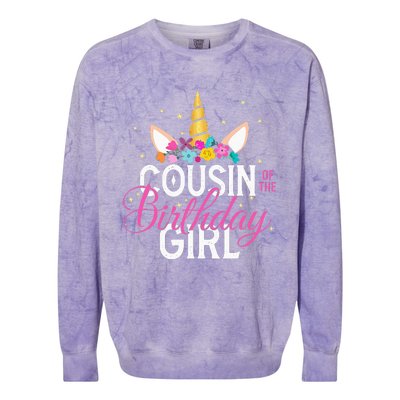 Cousin Of The Birthday Girl Father Gift Unicorn Birthday Colorblast Crewneck Sweatshirt