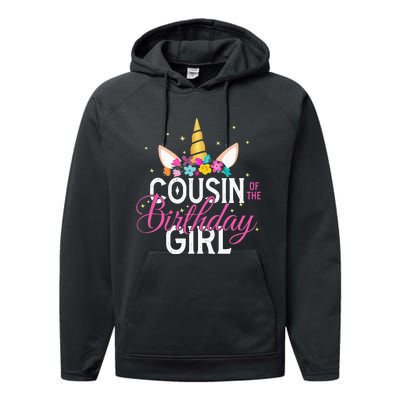 Cousin Of The Birthday Girl Father Gift Unicorn Birthday Performance Fleece Hoodie