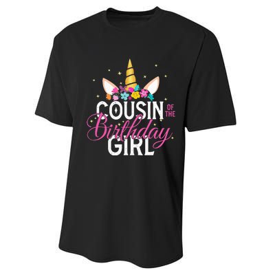 Cousin Of The Birthday Girl Father Gift Unicorn Birthday Performance Sprint T-Shirt