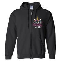 Cousin Of The Birthday Girl Father Gift Unicorn Birthday Full Zip Hoodie