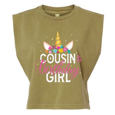 Cousin Of The Birthday Girl Father Gift Unicorn Birthday Garment-Dyed Women's Muscle Tee