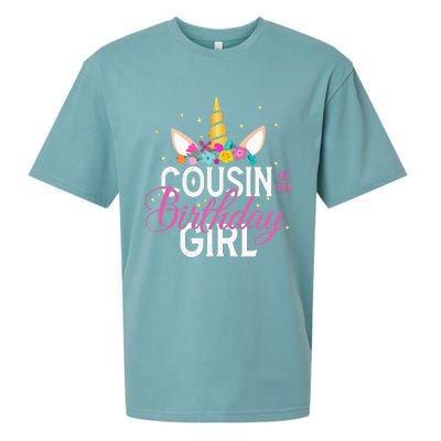 Cousin Of The Birthday Girl Father Gift Unicorn Birthday Sueded Cloud Jersey T-Shirt