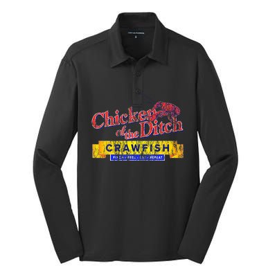 Chicken Of The Ditch Crawfishcrawfish Boil Silk Touch Performance Long Sleeve Polo