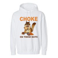 Choke On These Nuts Funny Sarcastic Humor Chipmunk Garment-Dyed Fleece Hoodie