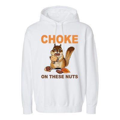 Choke On These Nuts Funny Sarcastic Humor Chipmunk Garment-Dyed Fleece Hoodie