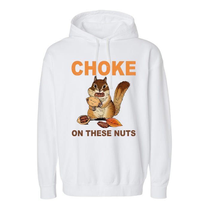 Choke On These Nuts Funny Sarcastic Humor Chipmunk Garment-Dyed Fleece Hoodie