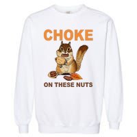 Choke On These Nuts Funny Sarcastic Humor Chipmunk Garment-Dyed Sweatshirt