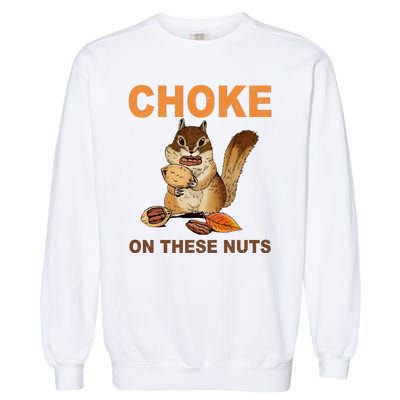 Choke On These Nuts Funny Sarcastic Humor Chipmunk Garment-Dyed Sweatshirt