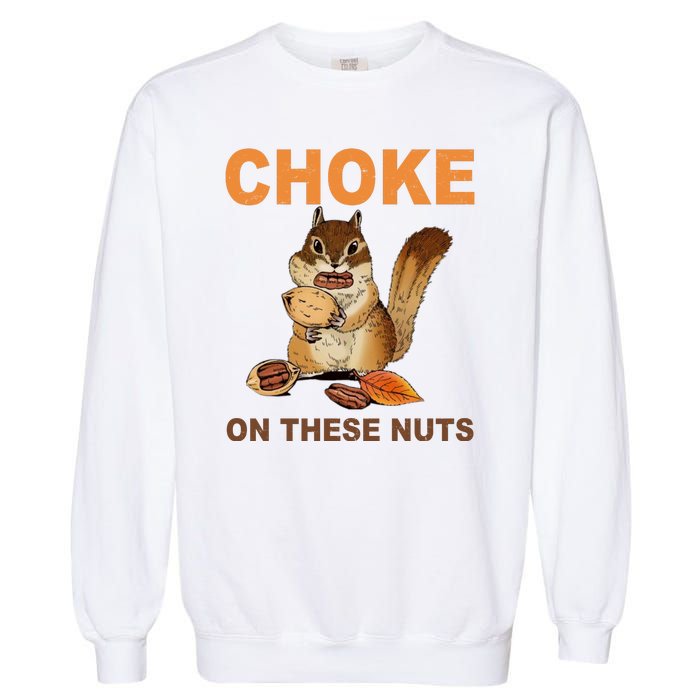 Choke On These Nuts Funny Sarcastic Humor Chipmunk Garment-Dyed Sweatshirt