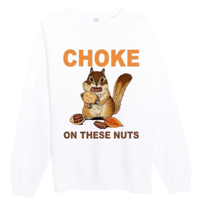 Choke On These Nuts Funny Sarcastic Humor Chipmunk Premium Crewneck Sweatshirt