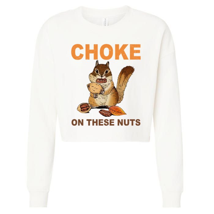 Choke On These Nuts Funny Sarcastic Humor Chipmunk Cropped Pullover Crew