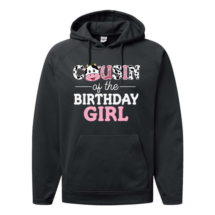 Cousin of The Birthday Cow Family Cow Farm Matching Performance Fleece Hoodie