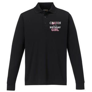 Cousin of The Birthday Cow Family Cow Farm Matching Performance Long Sleeve Polo