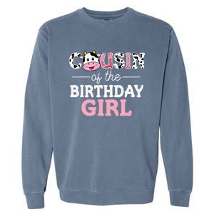 Cousin of The Birthday Cow Family Cow Farm Matching Garment-Dyed Sweatshirt