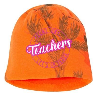 Come On Teachers Lets Go Teach Pink Funny Back To School Kati - Camo Knit Beanie