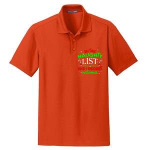 Christmas On The Naughty List And I Regret Nothing Funny Xmas Gift Dry Zone Grid Polo