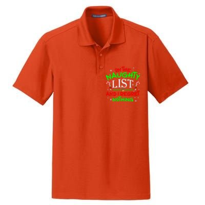 Christmas On The Naughty List And I Regret Nothing Funny Xmas Gift Dry Zone Grid Polo