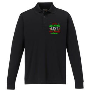 Christmas On The Naughty List And I Regret Nothing Funny Xmas Gift Performance Long Sleeve Polo