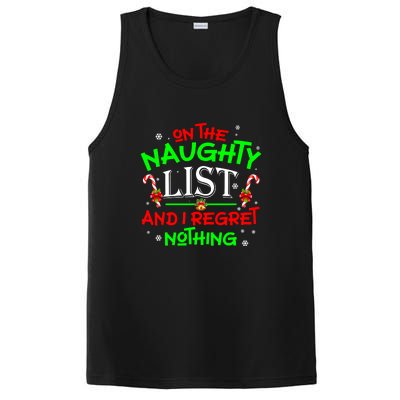 Christmas On The Naughty List And I Regret Nothing Funny Xmas Gift PosiCharge Competitor Tank