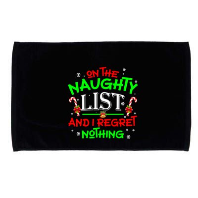 Christmas On The Naughty List And I Regret Nothing Funny Xmas Gift Microfiber Hand Towel