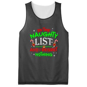 Christmas On The Naughty List And I Regret Nothing Funny Xmas Gift Mesh Reversible Basketball Jersey Tank