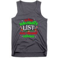 Christmas On The Naughty List And I Regret Nothing Funny Xmas Gift Tank Top