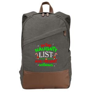 Christmas On The Naughty List And I Regret Nothing Funny Xmas Gift Cotton Canvas Backpack