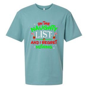 Christmas On The Naughty List And I Regret Nothing Funny Xmas Gift Sueded Cloud Jersey T-Shirt