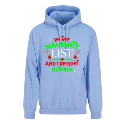 Christmas On The Naughty List And I Regret Nothing Funny Xmas Gift Unisex Surf Hoodie