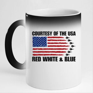 Courtesy Of The Usa Red White And Blue 11oz Black Color Changing Mug