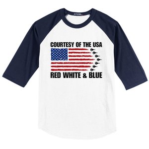 Courtesy Of The Usa Red White And Blue Baseball Sleeve Shirt