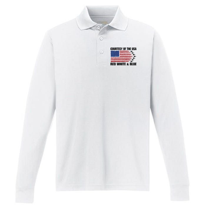 Courtesy Of The Usa Red White And Blue Performance Long Sleeve Polo