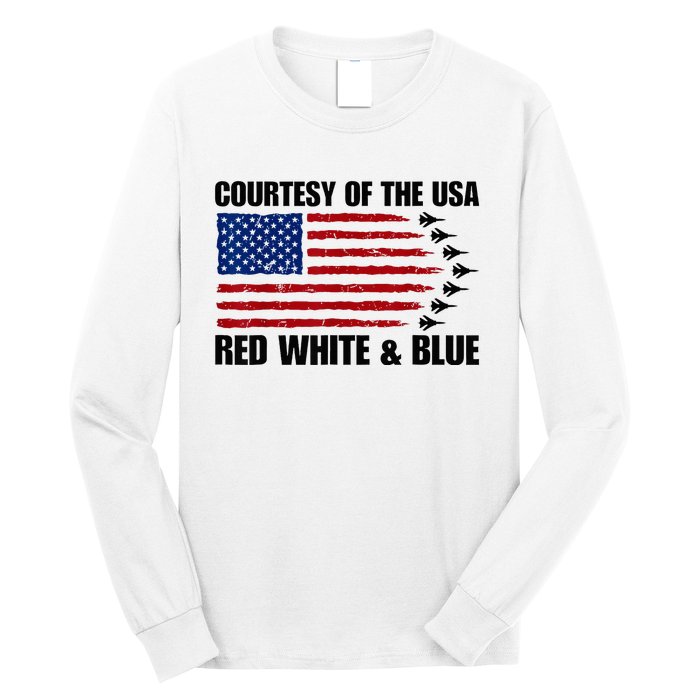 Courtesy Of The Usa Red White And Blue Long Sleeve Shirt