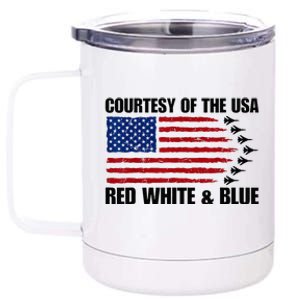 Courtesy Of The Usa Red White And Blue 12 oz Stainless Steel Tumbler Cup