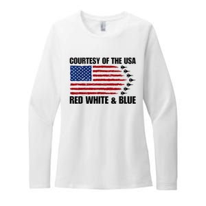 Courtesy Of The Usa Red White And Blue Womens CVC Long Sleeve Shirt