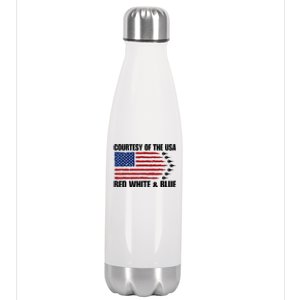 Courtesy Of The Usa Red White And Blue Stainless Steel Insulated Water Bottle