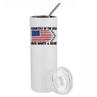 Courtesy Of The Usa Red White And Blue Stainless Steel Tumbler