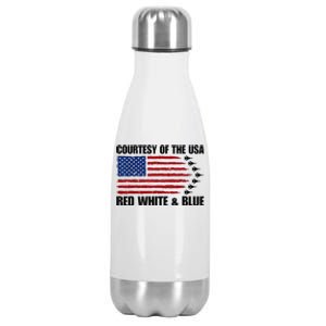 Courtesy Of The Usa Red White And Blue Stainless Steel Insulated Water Bottle