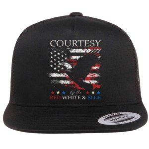 Courtesy Of The Usa Red White And Blue Flat Bill Trucker Hat