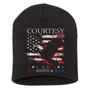 Courtesy Of The Usa Red White And Blue Short Acrylic Beanie